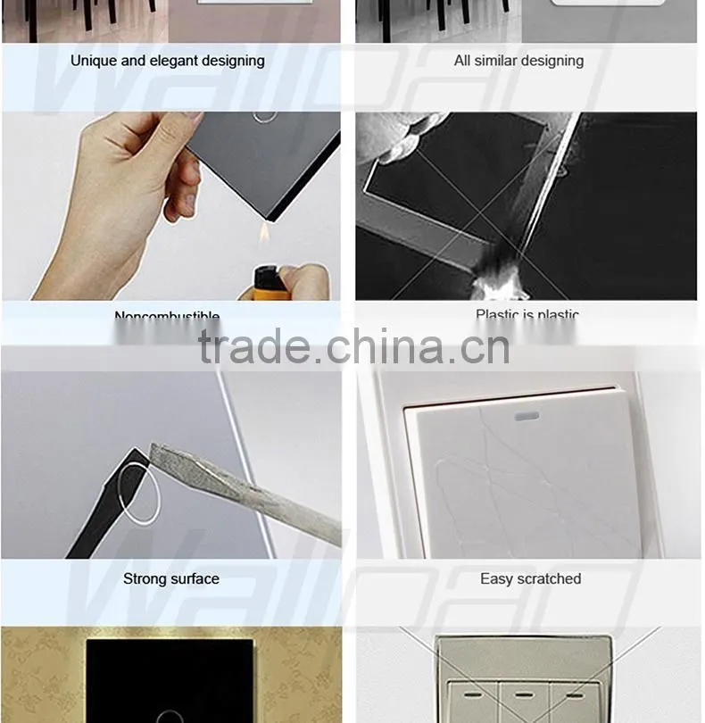 China Supplier Wallpad Luxury Waterproof Black Crystal Glass 110~250V RJ45 Computer Internet Network Wall Socket Switch