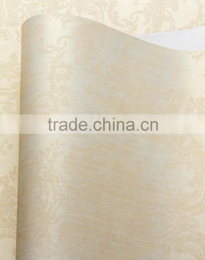 Romosa Wallcoverings Traditional Georgia Ivory White / Tan Faux Worn Damask Shabby Chic Wallpaper Roll Decor