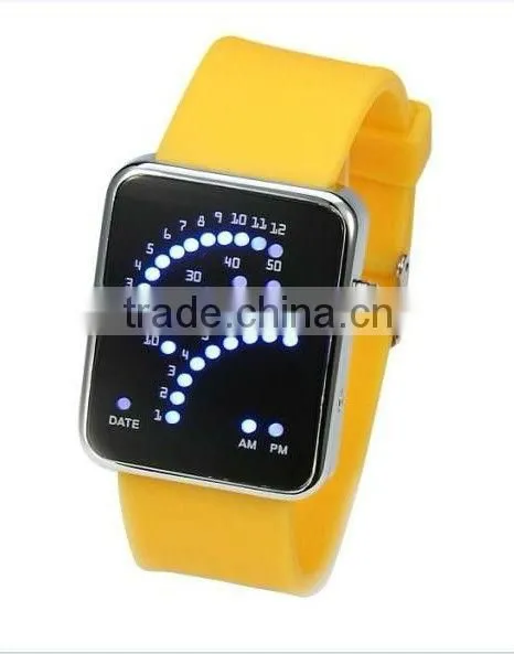 Popular Lady Women Girl Fan shape Led Sport Silicone Digital Date White Gift Wrist Watches
