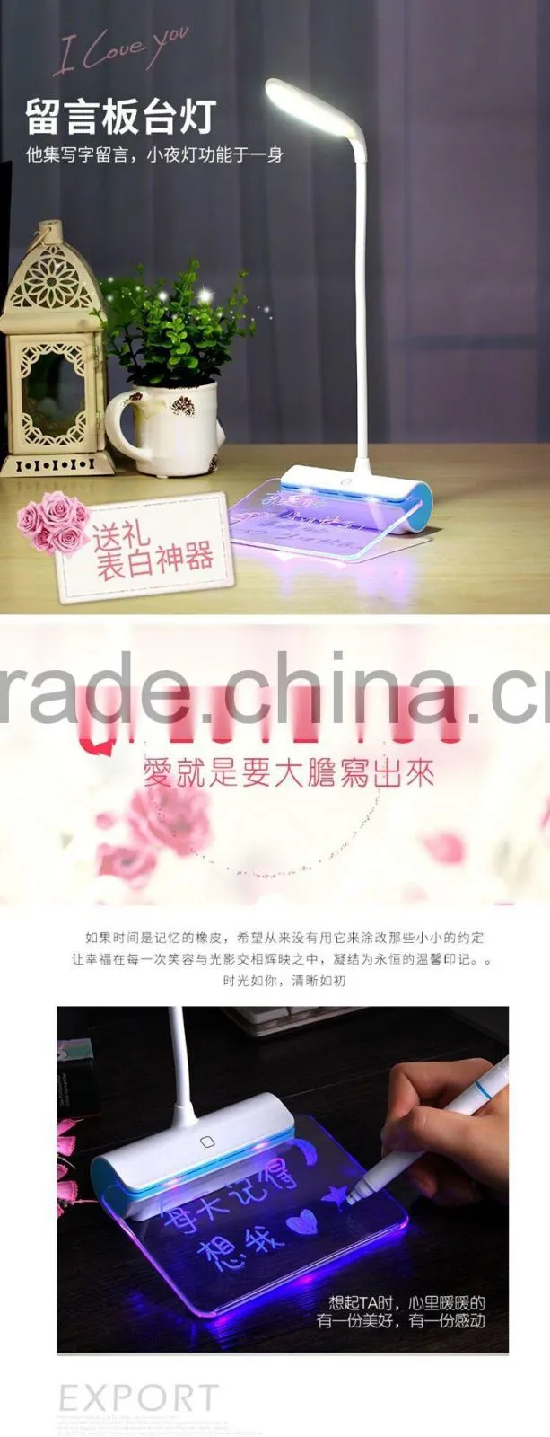 Hot Selling Brightness Adjutable Students Desk Lamp With Message Boards Function