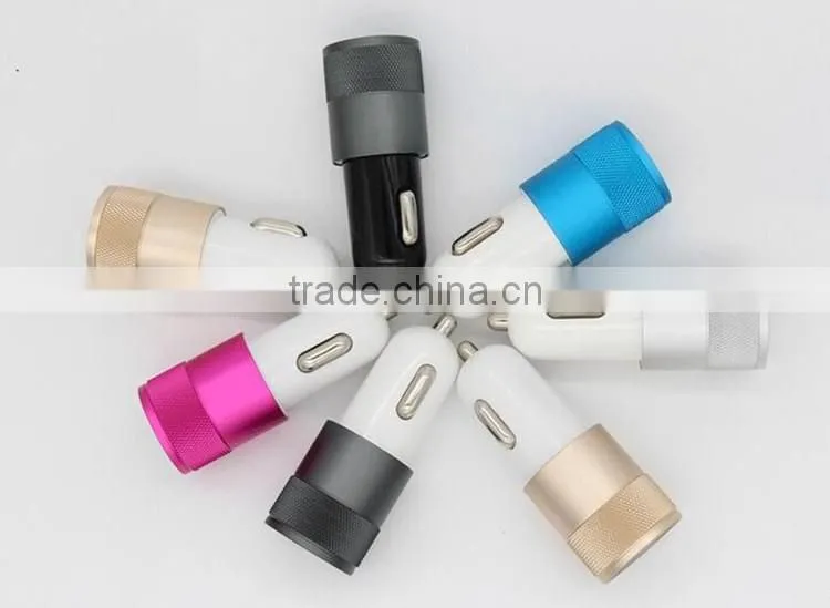 High quality promotional wholesale 2.1A metal mini dual port car charger