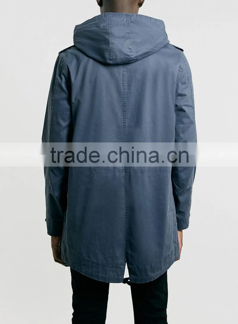 lightweight navy Waxed Parka Jacket for men