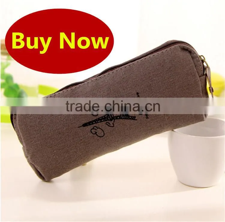 Fashion Retro Canvas Pencil Pen Case Cosmetic Makeup Coin Pouch