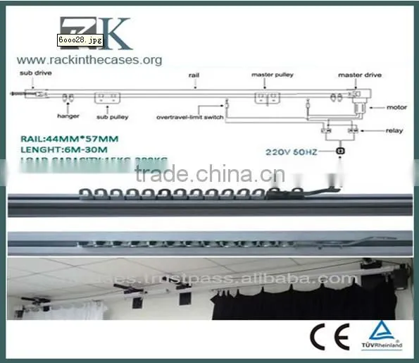 RK White Motorized,Remote Controller Electric Aluminum Luxury Curtain Motorized curtain Track Kits,Benable Rail System