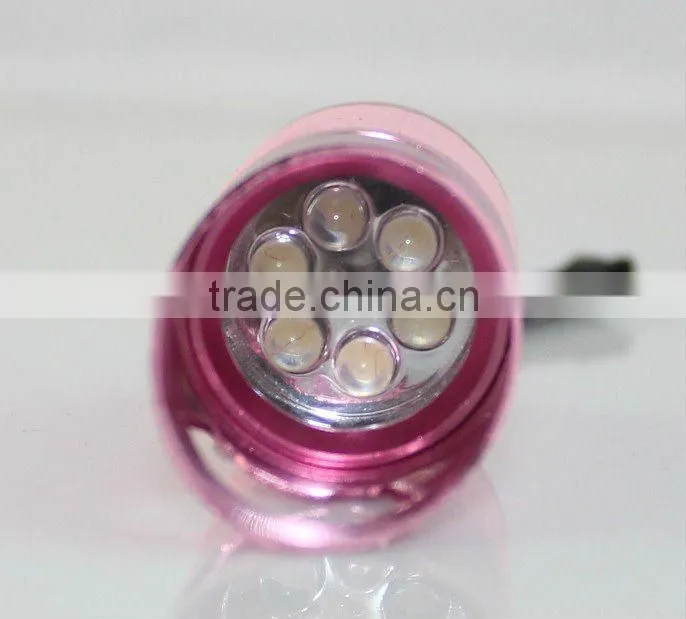 6 LED Fluorescence Cover Bottle Aluminum Flashlight