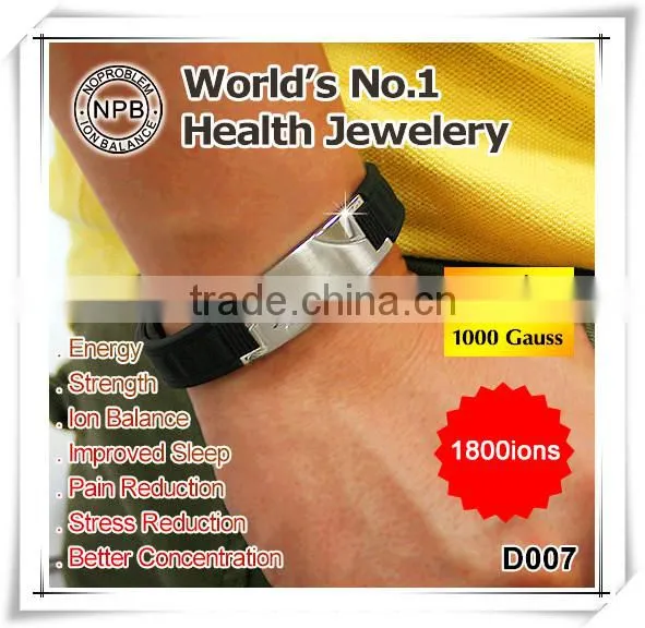 2015 new health power sport negative ions silicon bracelet