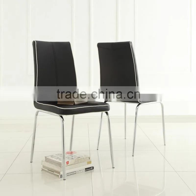 DC-2520 High Quality Modern Black PU Leather Dining Room Chair with Chrome legs