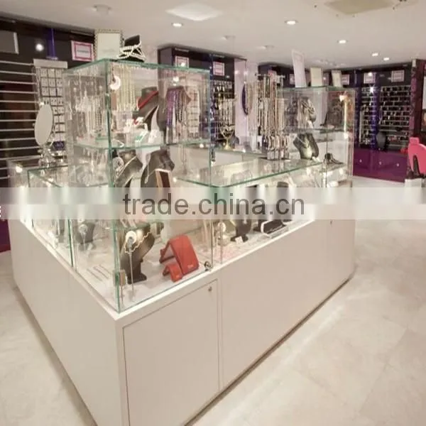 wood and glass jewelry showcase display
