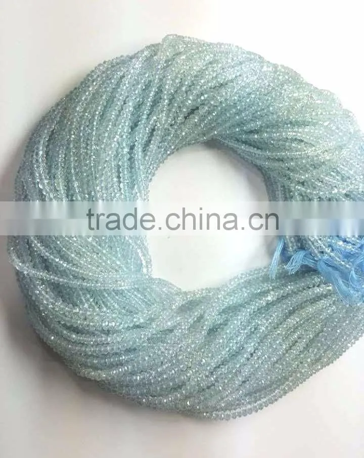 Top Quality Diamond Cut Faceted Aquamarine Beads