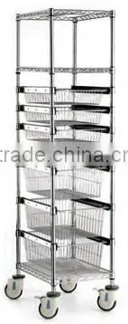 Hospital Sliding Basket Storage System Trolley