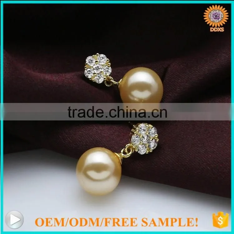 2016 fashion silver gold south sea shell pearl daily wear earrings