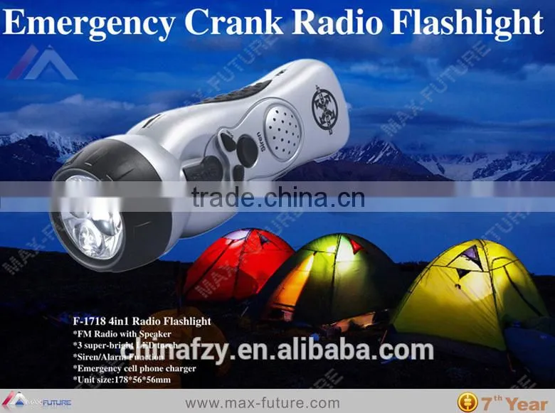 F-1718 4in1 Radio Flashlight,Emergency Cellphone Charger,FM Radio