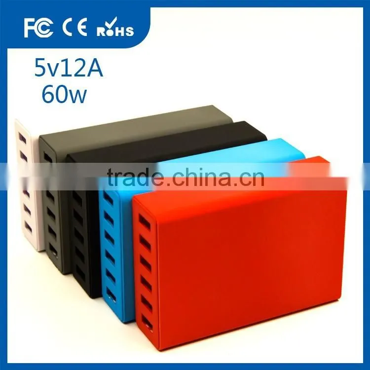 OEM 60W Intelligent Charging 5V 2A 6 Ports USB Power Adapter 230V