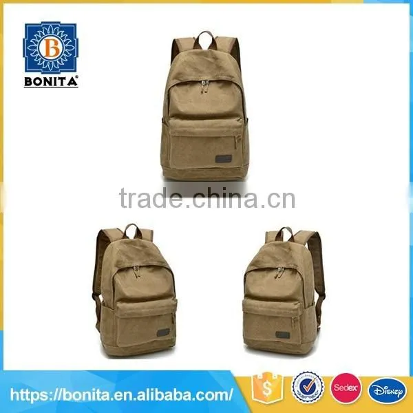 Casual khaki big capacity men canvas backpacks for wholesale