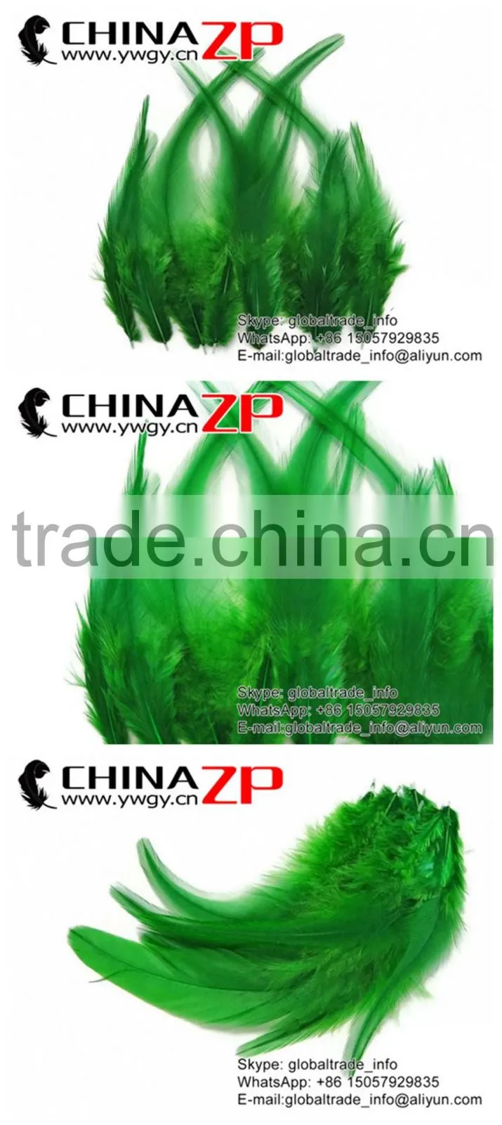 Top Supplier ZPDECOR Wholesale Good Quality Colored Green Chicken Rooster Saddle Feathers for Sale