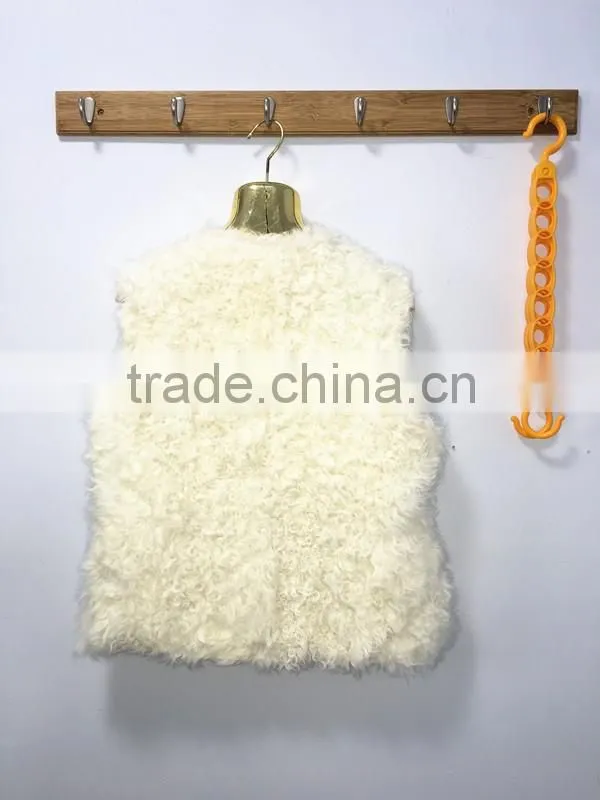 factory new design sexy girls short real lamb fur vest