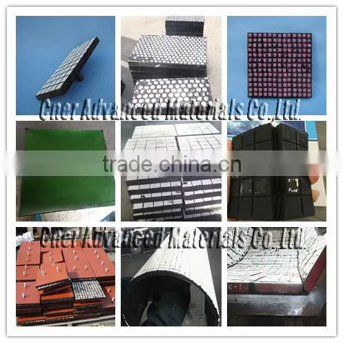 High impact wear resistance rubber ceramic liner for ball mill,chute and pipe,alumina ball,brick