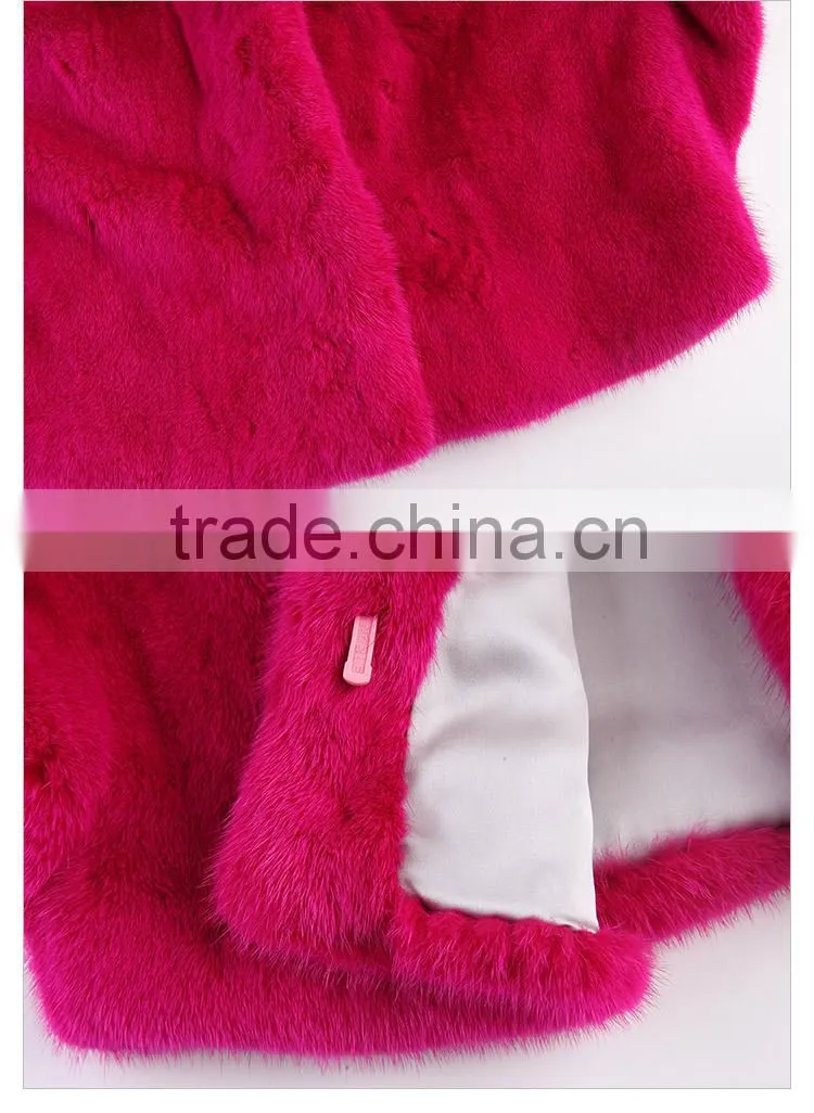 Hot sale red whole mink fur shawl for girls