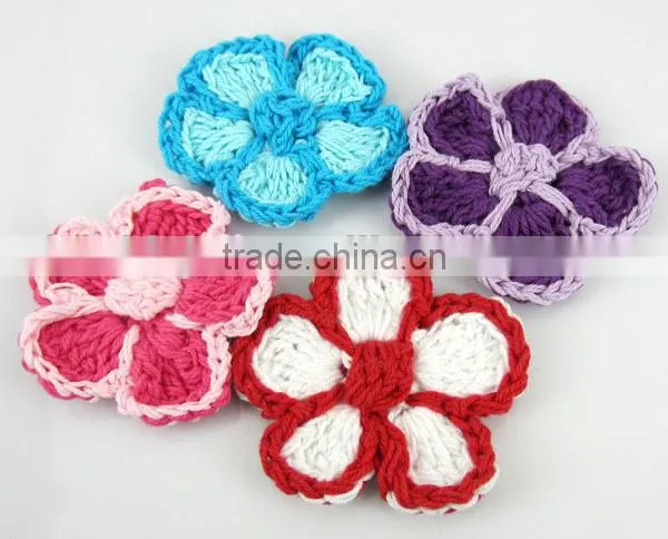 Mixed Handmade Crochet Flower Appliques Sewing Bow For garment/kids footwear/clothing