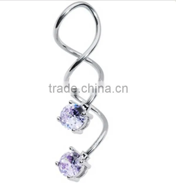 14g Anodized Steel Rainbow Ear Spiral Twister Body Jewelry