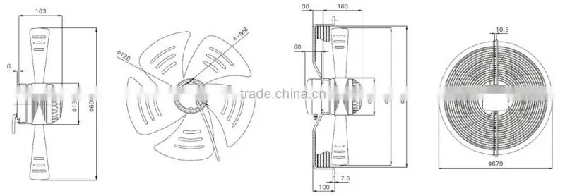 YWF600 high temperature axial flow fan industrial