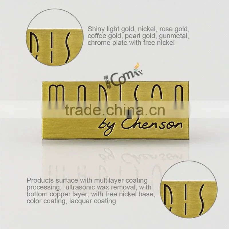 Brushed antique engraved infilled color oem metal label