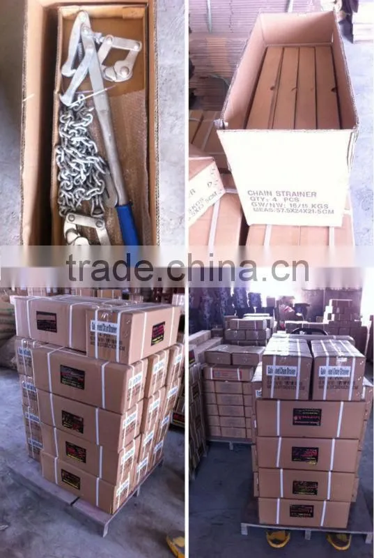 Chain link fence chain strainer for fencing wires