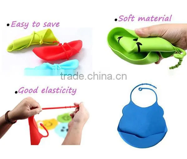 2017 latest hot sale baby product waterproof soft touch non-toxic for baby crumb catcher silicone kids bids with pocket
