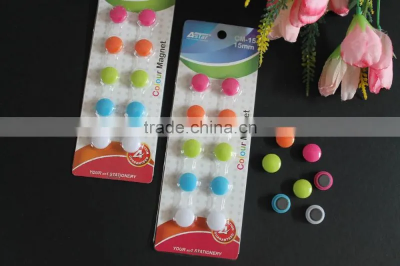 Round shape 15mm color magnet button for office, whiteboard, frige, freezer, school. Wholesale magnet button cheap sale!