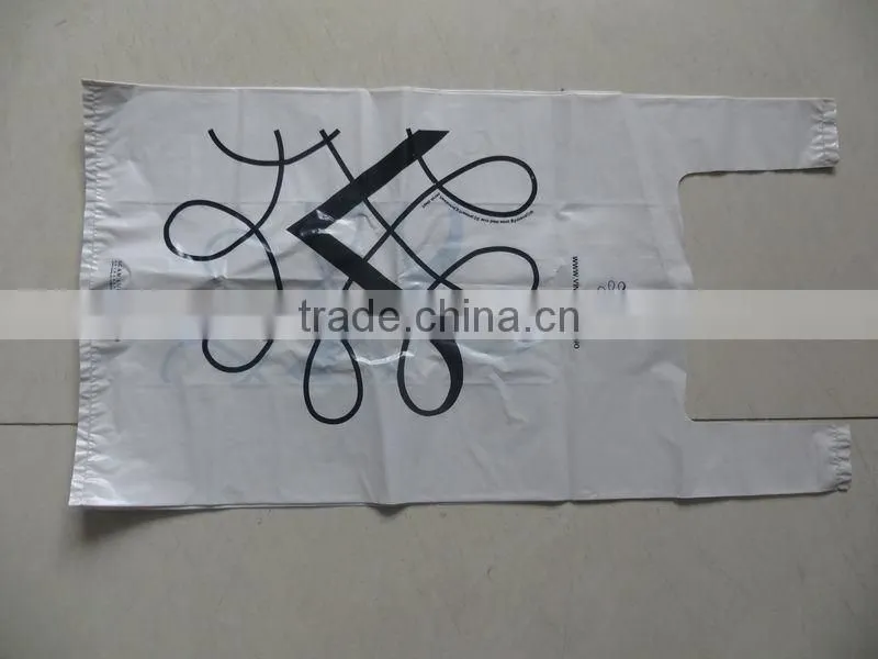 Hdpe beige t-shirt bags,print 1c/2s