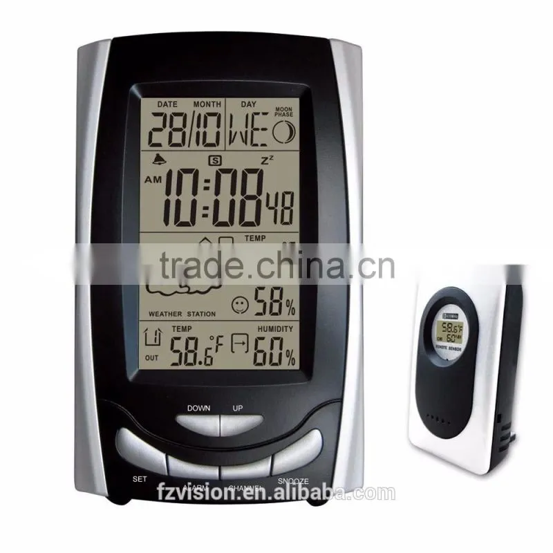 433 MHz Wireless RCC Weather Station,Wifi Weather Station Clock Thermometer with 2 Remote Sensors