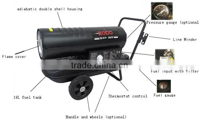ZOBO 13KW diesel heater with trolley for poultry