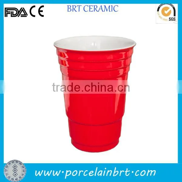 High quality ceramic simple shaping red Party Cup