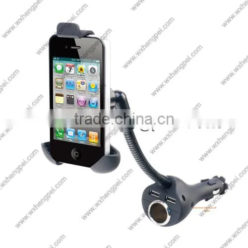 Dual USB Goose Neck Universal Car Holder with Charger for Smartphone