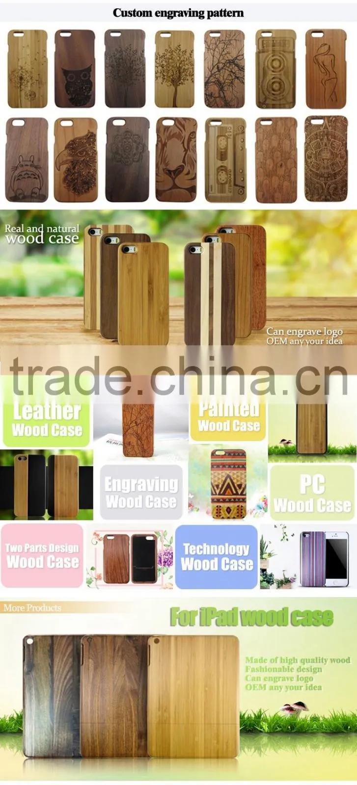 Real natural blank wood phone case customized logo wood phone shell multiple wooden material select covers for iPhone7