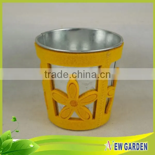 Home Furniture Flannelette And Iron Decorative Table Top Flower Vases