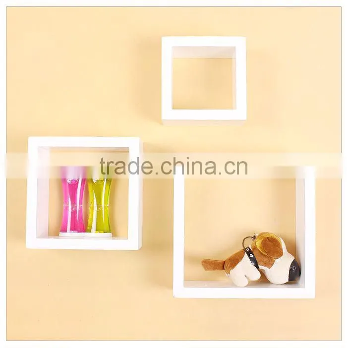 Decorative MDF shelves / Wooden wall display cube shelf SET3