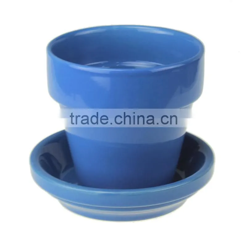 Ceramic color garden flower pot set