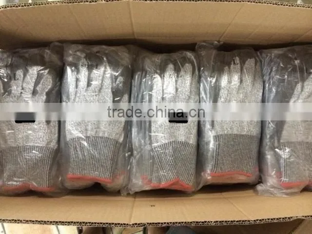 pu coated cut resistant gloves, level 5 grade cut resistant glove EN 388