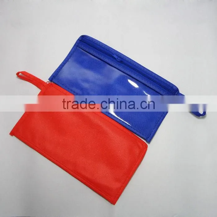 Hot selling cheap non woven clear PVC office stationery bag with zipper