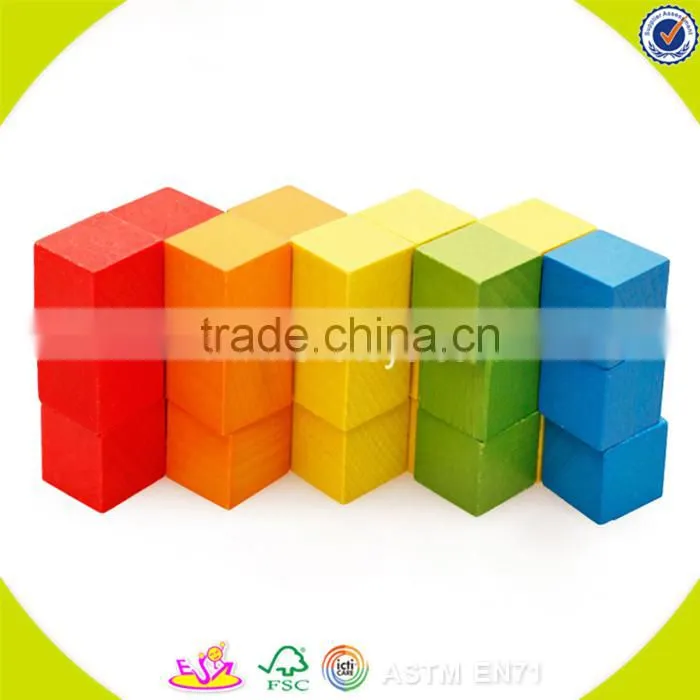 Wholesale top quality wooden building blocks toy creative cube wooden building blocks toy W13A013