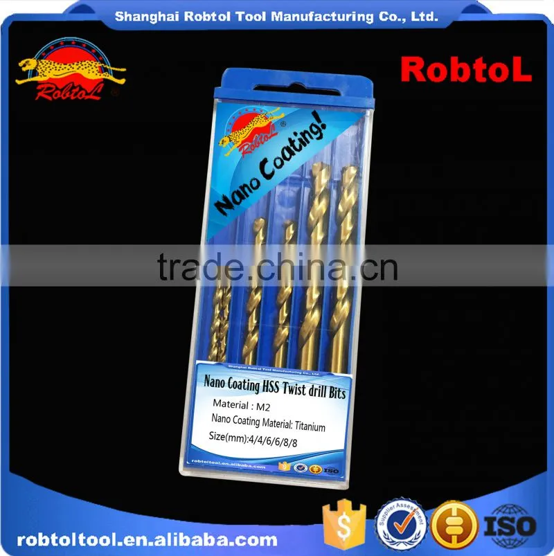 6pcs nano titanium coating straight shank Hss Twist Drill Bits Cobalt Fully Ground Bright Finish drilling Metal Forged Alloy