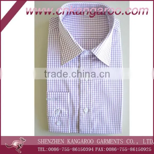 New design yard dyed gingram easy care cotton fused spread collar dress shirts