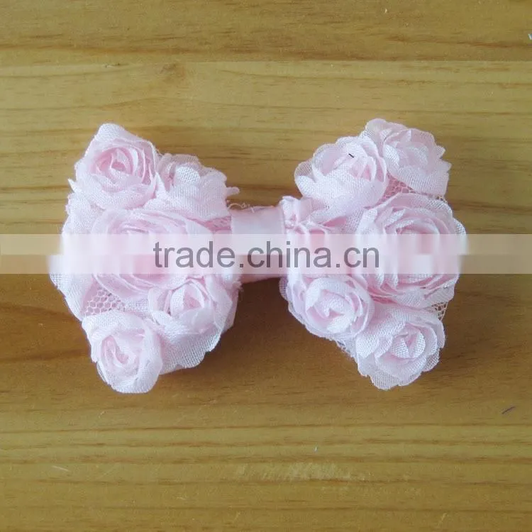 shabby bow flower clip for kids hair accessories