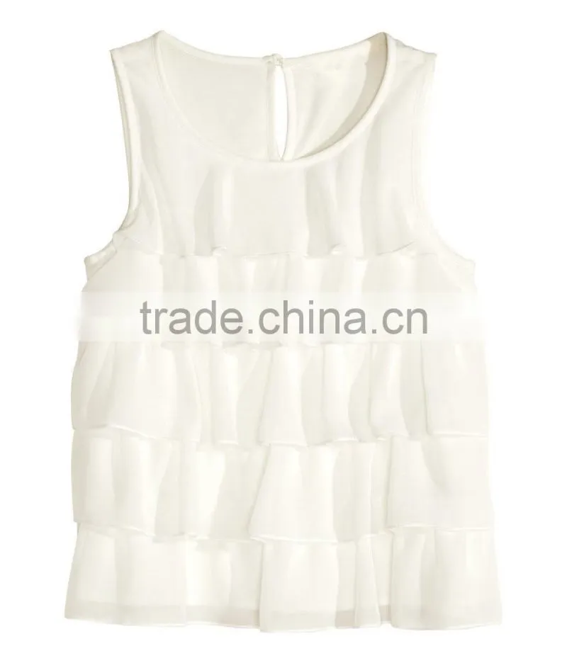 2016 Children Little Girls Flowy Tiered Sleeveless Top HST8035