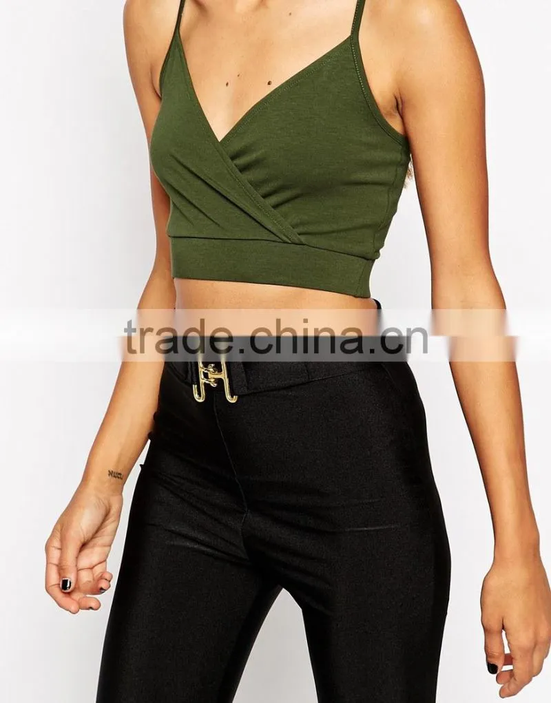 Latest arrival Strappy Crop V-neckline Top with Wrap Front