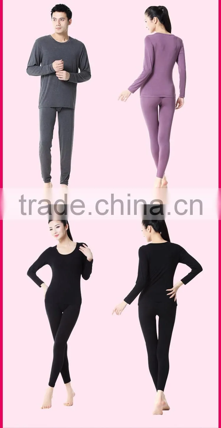 Top Brand High Quality Soft Modal Men And Women Thermal Underwear Long John Set Solid Colors