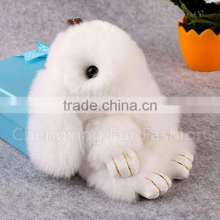 CX-R-10A Fancy Genuine Rex Rabbit Fur Bunny Fur Keychain Bag Charm