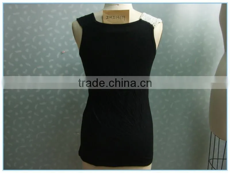 Hot Sale Knitted Fashion Beading Ladies Red Tank Top