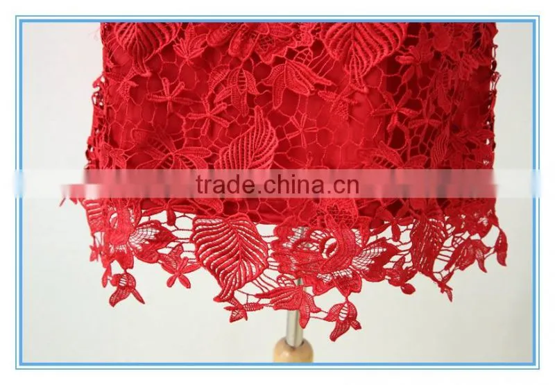 Latest Red Embroidery Lace Suit Dress For Women Wedding